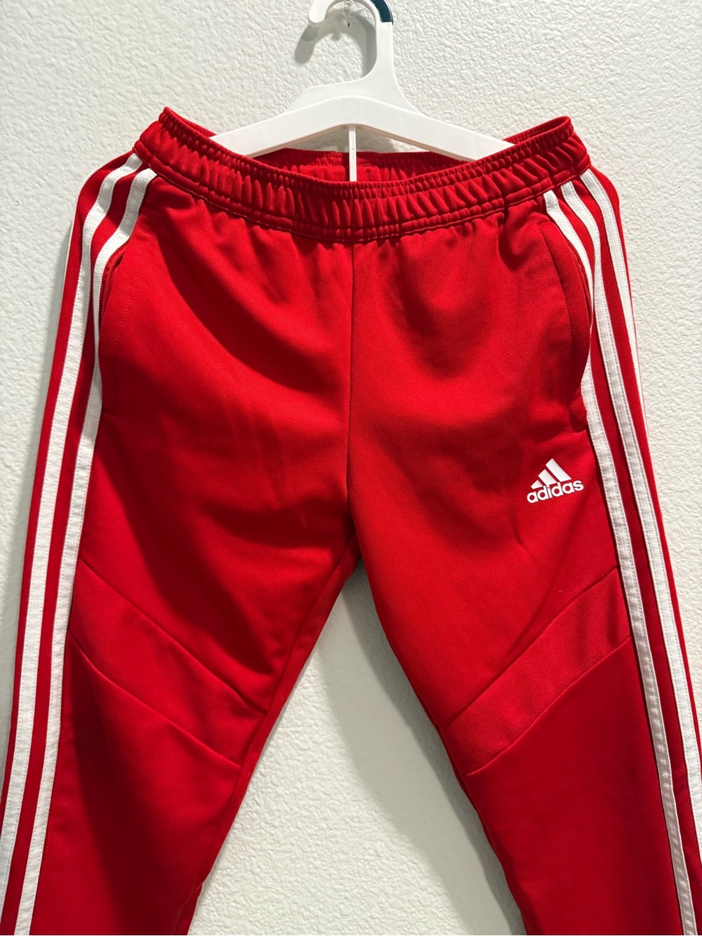 adidas Red Kids Jogger Sweatpants with White Stripes - Picture 2 of 7